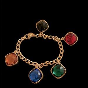 Joan Rivers multi colour stone charms gold chain bracelet